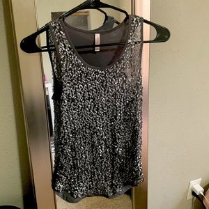 Grey sequin top size small